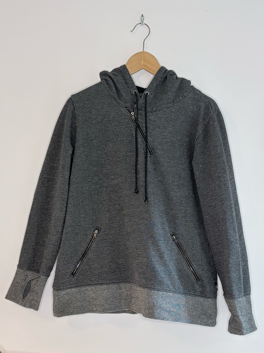 Brooklyn Industries Gray Zip-Front Hooded Sweatshirt with Green Trim